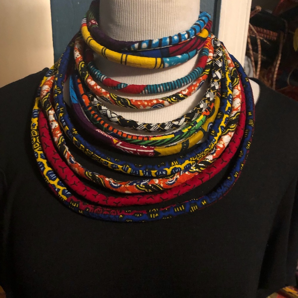 Ago handmade Ankara rope necklace